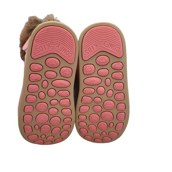 Comfy Kids Little Girls Fluffy Trim Velcro Solid Thermal Snow Boots Pink Size 30 - Picture 6 of 11
